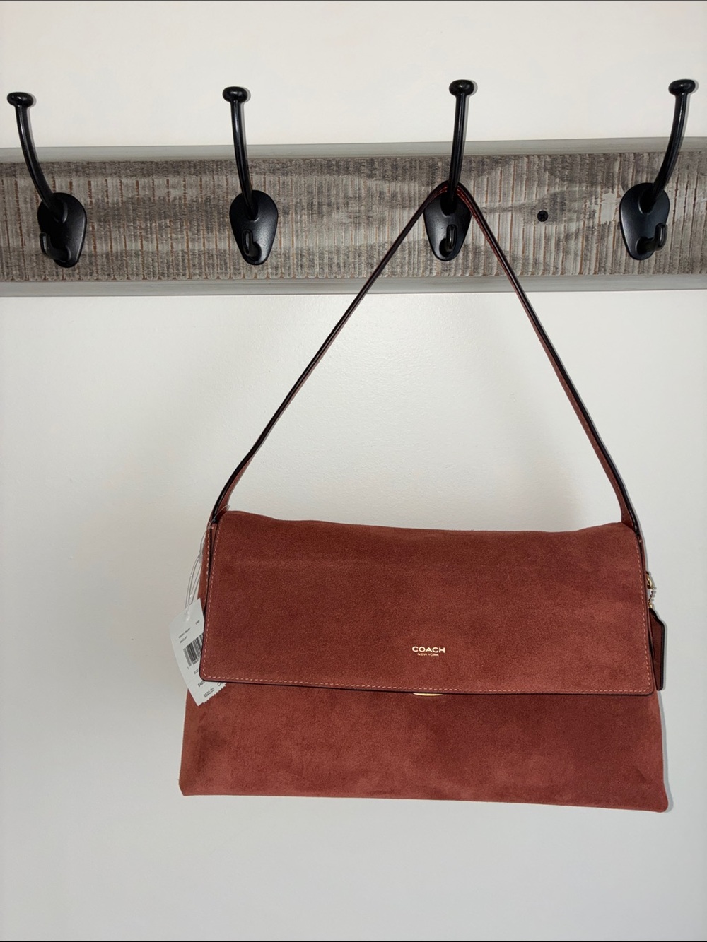COACH Suede Chelsea 36 Shoulder Bag in Clay Brown
